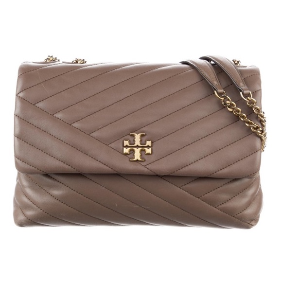 Tory Burch Leather Shoulder Quilted Bag Chain Neutral adjustable strap - Picture 1 of 7